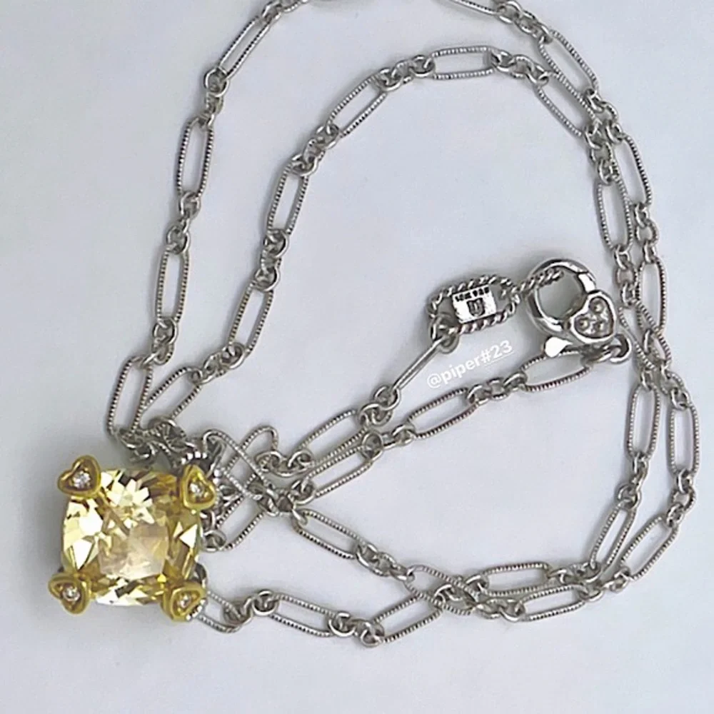 Judith Ripka Canary Crystal & Diamond JR TWO Linen Pendant Fancy-link Necklace - Picture 10 of 12